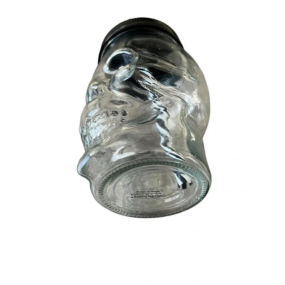 Spooky Sipping Skull Mason Jar Mug Glass Tumblers Cover & Straw Halloween Decor